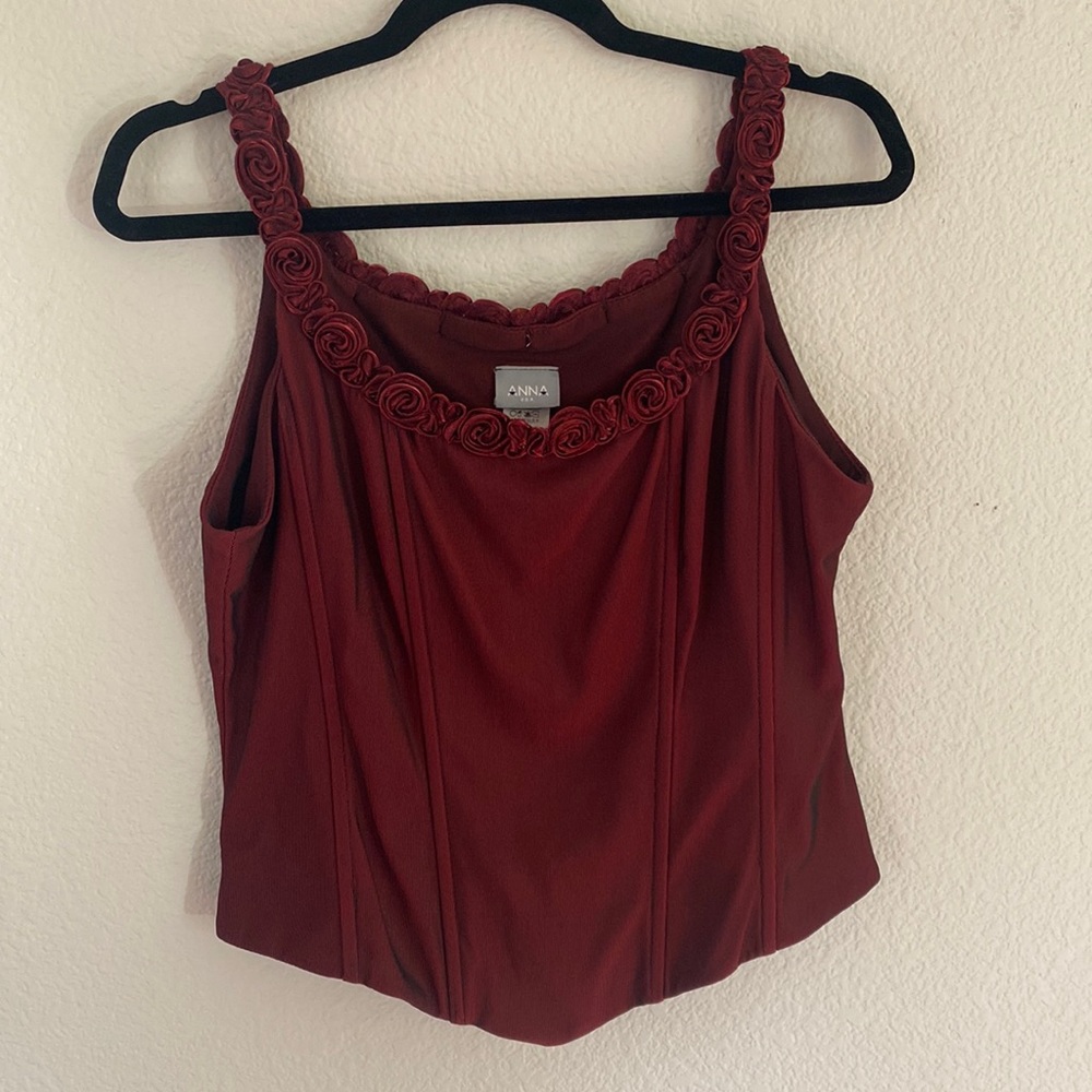 Burgundy corset top. Made in USA